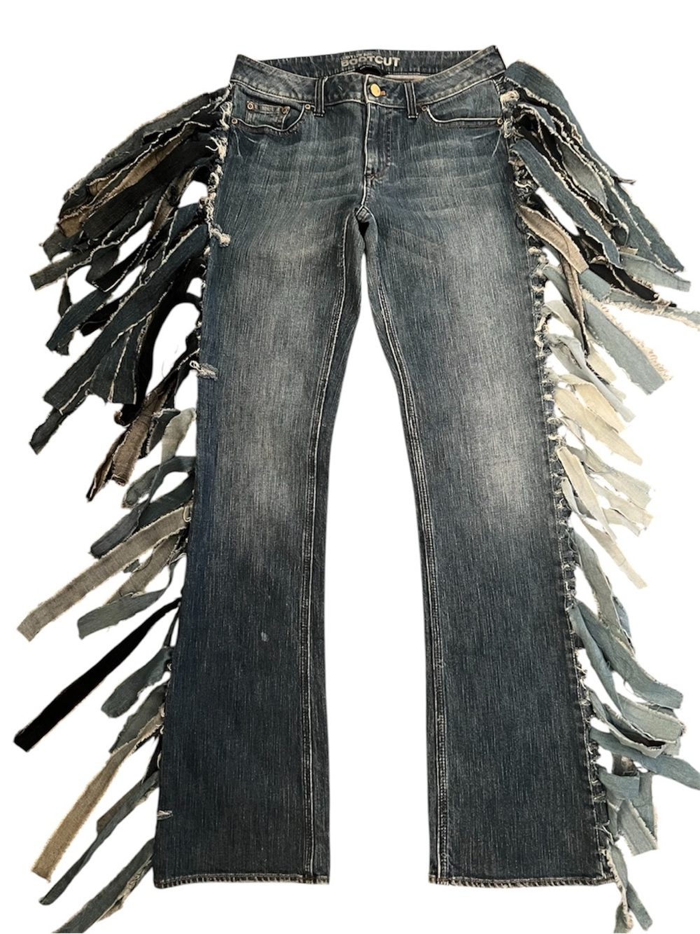 New York & Company Curvy Low-Rise Bootcut Jeans Custom Revamped Fringe